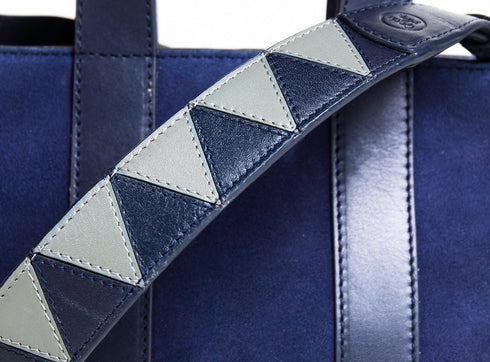 Sharktooth Bag Strap in Veg. Tanned Leather - Blue & Khaki